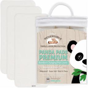 img 4 attached to 🐼 Panda Pads: Bamboo Reversible Changing Pad Liners - Soft, Thick, Stain-Free - 3-Pack