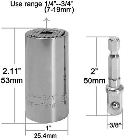 img 1 attached to Универсальный набор головок и гаек PANMAX из 6 штук: полный ремонтный комплект с головками 7-19 мм и 11-32 мм, адаптер для дрели и гаечного ключа, хромванадиевая сталь - профессиональные многофункциональные инструменты.