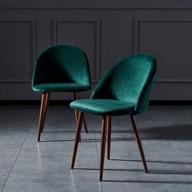 ids online mid century dining set of 2 - green velvet upholstered side chairs with metal legs for living room, vanity, makeup, leisure, and accent логотип