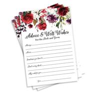50 rustic vintage burgundy watercolor floral wedding wishes for the bride and groom - (50-cards) guest book alternative with wedding advice and well wishes logo