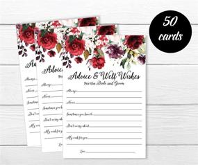 img 2 attached to 50 Rustic Vintage Burgundy Watercolor Floral Wedding Wishes for the Bride and Groom - (50-Cards) Guest Book Alternative with Wedding Advice and Well Wishes