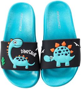 img 1 attached to 🦖 Dinosaur Slide Sandals: Cute Toddler Slip-On Slippers for Beach, Pool & Shower - Boys & Girls Water Shoes