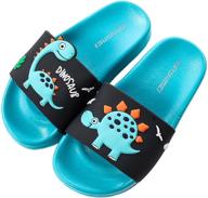 🦖 dinosaur slide sandals: cute toddler slip-on slippers for beach, pool & shower - boys & girls water shoes logo