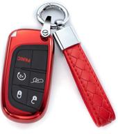 🔑 protective red tpu key fob cover case for jeep grand cherokee, renegade, chrysler, dodge, ram, and fiat vehicles logo