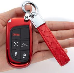 img 3 attached to 🔑 Protective Red TPU Key Fob Cover Case for Jeep Grand Cherokee, Renegade, Chrysler, Dodge, RAM, and Fiat Vehicles