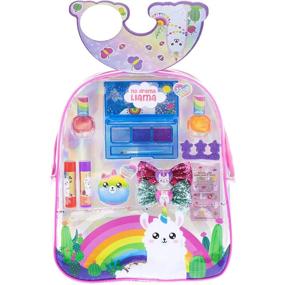 img 3 attached to 🎒 Townley Girl No Drama Llama Makeup Filled Backpack Set: 37-Piece Collection of Lip Gloss, Nail Polish, Hair Bows, and More, Ideal for Ages 3+