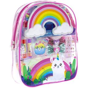 img 4 attached to 🎒 Townley Girl No Drama Llama Makeup Filled Backpack Set: 37-Piece Collection of Lip Gloss, Nail Polish, Hair Bows, and More, Ideal for Ages 3+