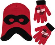 🧢 disney incredibles 2 little boy's cold weather hat and gloves set, red/black, age 4-7 logo