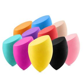 img 4 attached to AJOKE 10-Piece Soft Makeup Sponge Set - Blender, Flawless Beauty Sponges for Dry 🌈 & Wet Use - Ideal for Cream, Powder, and Liquid Makeup Application - Multi-colored Makeup Sponges