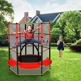 img 2 attached to 🎪 Meran Mini Trampoline for Kids: 4.5FT Enclosed Recreational Trampoline with Safety Features - Perfect Indoor or Outdoor Activity | Ideal Toddler Trampoline and Birthday Gift - Black and Red