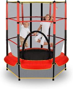img 4 attached to 🎪 Meran Mini Trampoline for Kids: 4.5FT Enclosed Recreational Trampoline with Safety Features - Perfect Indoor or Outdoor Activity | Ideal Toddler Trampoline and Birthday Gift - Black and Red