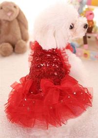 img 1 attached to MaruPet Printed Princess Skirt Pet Dog Dress with Bling Bling, Lace Cakes & Tutu Design