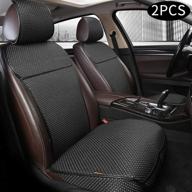 🚗 premium breathable car seat covers - luxury auto seat protector, all-season front cushions, full wrapped edge bottom seat cover - universal fit for 95% vehicles (black+grey, 2pcs) logo
