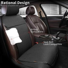 img 1 attached to 🚗 Premium Breathable Car Seat Covers - Luxury Auto Seat Protector, All-Season Front Cushions, Full Wrapped Edge Bottom Seat Cover - Universal Fit for 95% Vehicles (Black+Grey, 2PCS)