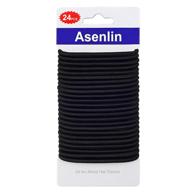 asenlin black hair ties bands - durable 4mm accessories for women, men, girls - no 👧 metal elastics for thick ponytail hold and medium hair (24 count, 1 pack) - neutral ouchless design logo