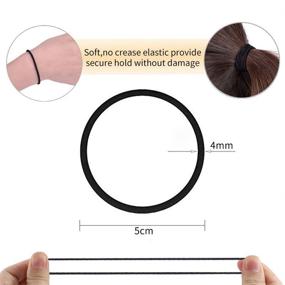 img 3 attached to Asenlin Black Hair Ties Bands - Durable 4MM Accessories for Women, Men, Girls - No 👧 Metal Elastics for Thick Ponytail Hold and Medium Hair (24 Count, 1 Pack) - Neutral Ouchless Design