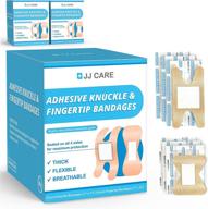 pack of 100 jj care adhesive knuckle bandages and fingertip bandages - 🩹 elastic, flexible fabric bandages for minor cuts and scrapes - highly absorbent wound care solution логотип