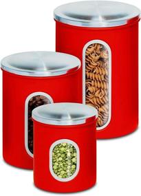 img 3 attached to 🍯 Honey-Can-Do Stainless Steel Kitchen Canister Set, Red - 3-Piece Nesting Set (KCH-03011 Red)