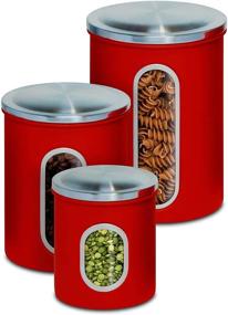 img 1 attached to 🍯 Honey-Can-Do Stainless Steel Kitchen Canister Set, Red - 3-Piece Nesting Set (KCH-03011 Red)