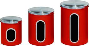 img 4 attached to 🍯 Honey-Can-Do Stainless Steel Kitchen Canister Set, Red - 3-Piece Nesting Set (KCH-03011 Red)