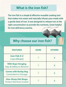 img 3 attached to Youin: A Natural Source of Iron to Reduce Iron Deficiency - 2 Packs Iron Fish with Burlap 🐟 Bag - An Easy and Safe Cooking Tool to Add Iron to Food - Suitable for Athletes and Pregnant Women