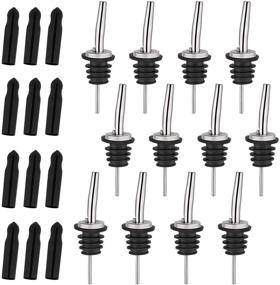 img 4 attached to AOZITA 12 Pack Stainless Steel Liquor Bottle Pourers with Dust Caps - Ideal for 🍾 Precise Pouring of Liquor, Vinegar, Syrup, Olive Oils - (Set of 12 Pourers + 12 Dust Covers)