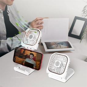 img 3 attached to 💨 FEYON 5 IN 1 Mini Portable Fan: USB Rechargeable, 3 Speeds Necklace Fan, Power Bank, Quiet Desk Fan, Indoor Outdoor Small Personal Fan - White