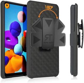 img 4 attached to 📱 Rome Tech Holster Case for Samsung Galaxy A21 - Slim Heavy Duty Shell Holster Combo - Rugged Phone Cover with Kickstand - Black