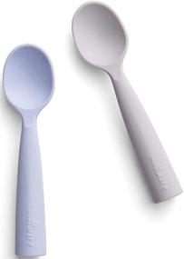 img 4 attached to 🥄 Miniware Training Spoon Set: Promote Independent Feeding with Carrying Case - Food Grade Silicone, BPA Free, Modern & Durable Design, Dishwasher Safe (Grey & Aqua)