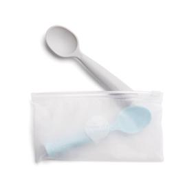 img 3 attached to 🥄 Miniware Training Spoon Set: Promote Independent Feeding with Carrying Case - Food Grade Silicone, BPA Free, Modern & Durable Design, Dishwasher Safe (Grey & Aqua)
