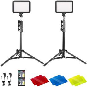 img 4 attached to 🎥 Neewer Video Conference Light Kit (2-Pack), 22W 3200K~5600K Dimmable LED Video Light with Remote Control, 50” Light Stand, Color Filter - Ideal for Zoom Calls, Remote Working, Vlogging, Live Streaming, Gaming