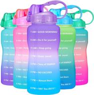 buildlife half gallon water bottle - 64oz motivational time marker & straw bpa free leakproof portable water jug | fitness outdoor sports camping logo