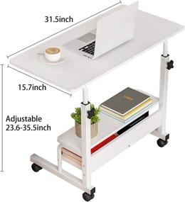 img 3 attached to 🖥️ Компактный регулируемый компьютерный стол для домашнего офиса и маленьких помещений | Портативная ноутбуковая рабочая станция с хранилищем | Современный письменный учебный стол | Размер столешницы 31,5х15,7 дюйма