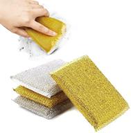 🧽 4pcs heavy duty non-scratch kitchen scrubbing sponges - microfiber scrubbing cleaner, non-metal, absorbent reusable dishwashing sponge scrub pads - ideal for pots, pans, dishes, utensils & countertops logo