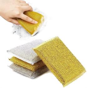 img 4 attached to 🧽 4PCS Heavy Duty Non-Scratch Kitchen Scrubbing Sponges - Microfiber Scrubbing Cleaner, Non-Metal, Absorbent Reusable Dishwashing Sponge Scrub Pads - Ideal for Pots, Pans, Dishes, Utensils & Countertops