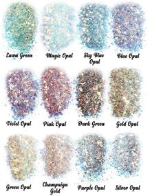 img 3 attached to Opal Chunky Glitter Mixology Craft Powder - 12 Color Set for Resin, Tumblers, Slime, Festival Decor - Iridescent Glitter Sequins (Each 0.35oz) - LET'S RESIN