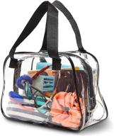 👜 stadium approved clear travel handbag with zipper and black handles - 11x4 inches logo