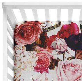 img 4 attached to 🌹 Soft Viscose from Bamboo Fabric Posh Peanut Fitted Crib Sheet - Standard Size (52&#34; x 28&#34;) with Black Rose Design