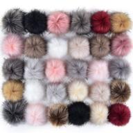 🦊 coopay 30 pieces faux fox fur pom pom balls: diy fluffy pom-poms in popular mix colors for hats, keychains, scarves, and more! logo