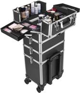 👜 vivohome 4 in 1 makeup rolling train case: professional cosmetic organizer box with straps, keys, and aluminum trolley - black (cosmetics not included) logo