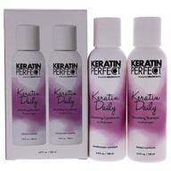 🧴 keratin perfect daily travel duo: frizz-fighting shampoo & conditioner, enhances softness - prolongs keratin treatment, sulfate & sodium chloride-free - 3.4 oz each logo