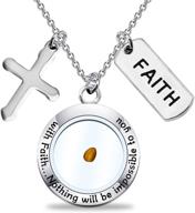 🌱 bobauna faith mustard seed pendant necklace - matthew 17:20 scripture jewelry for unwavering faith and infinite possibilities - christian gift logo