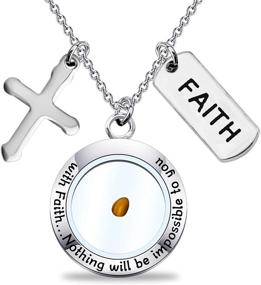 img 4 attached to 🌱 bobauna Faith Mustard Seed Pendant Necklace - Matthew 17:20 Scripture Jewelry for Unwavering Faith and Infinite Possibilities - Christian Gift