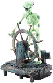 img 1 attached to 🏴 HEEPDD Lifelike Pirate Captain Skeleton Aquarium Decoration - Realistic Landscape Ornament for Freshwater and Saltwater Tanks, Made of Plastic Resin Material