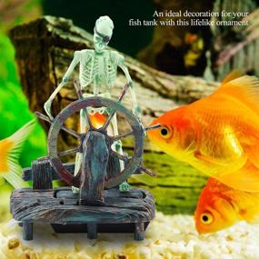 img 3 attached to 🏴 HEEPDD Lifelike Pirate Captain Skeleton Aquarium Decoration - Realistic Landscape Ornament for Freshwater and Saltwater Tanks, Made of Plastic Resin Material