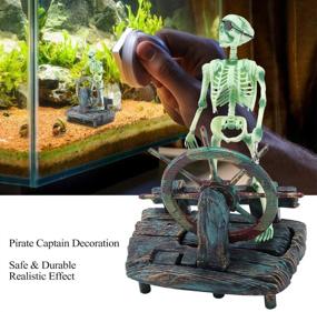 img 2 attached to 🏴 HEEPDD Lifelike Pirate Captain Skeleton Aquarium Decoration - Realistic Landscape Ornament for Freshwater and Saltwater Tanks, Made of Plastic Resin Material