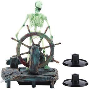 img 4 attached to 🏴 HEEPDD Lifelike Pirate Captain Skeleton Aquarium Decoration - Realistic Landscape Ornament for Freshwater and Saltwater Tanks, Made of Plastic Resin Material