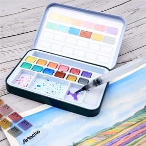 Arteza Pastel Watercolor Paint Set with Water Brush 12 Watercolors Storage  Tin