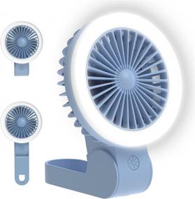 img 4 attached to 🌬️ Blue Mini Handheld Fan with LED Light - USB Rechargeable, Adjustable, Portable Personal Fan for Kids, Girls, Women - Foldable Stroller, Desk, Table Fan - Ideal for Home, Office, Outdoor Travel