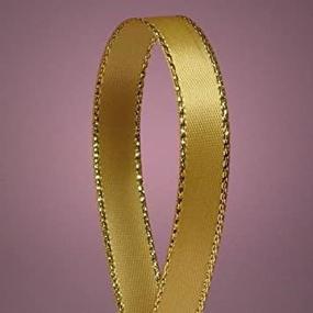 img 4 attached to 🎀 Винтажная золотая атласная лента с элегантными золотыми краями, 3/8" x 50 ярдов